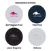 Casper Pro 15 Watt Eco Wireless Charger - A circular product showcasing different branding options, featuring a mix of grey and black designs with a logo.