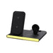 Haines 15W 3n1 Magnetic Wireless Charger & USB Adaptor - A black Haines 15W 3in1 magnetic wireless charger and USB adaptor with a sleek design and an integrated logo.