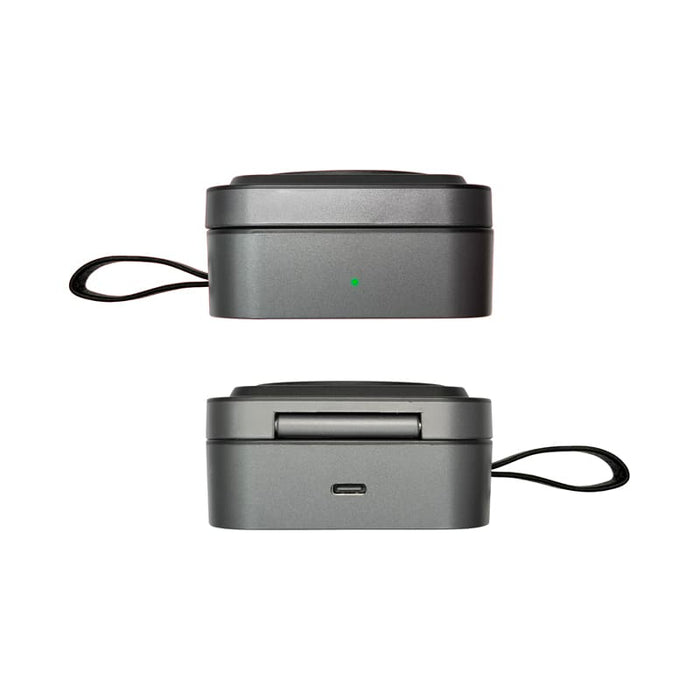 Everest 3-in-1 15W Magnetic Wireless Charging Station - A grey 3-in-1 magnetic wireless charging station with USB-C port and indicator light. It features a sleek, compact design.