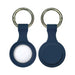 Aspen Silicone Airtag Case - A navy silicone Airtag case featuring a smooth surface and a metal keyring for attachment.