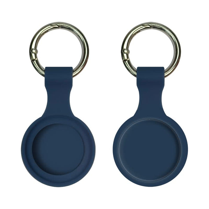 Aspen Silicone Airtag Case - A navy blue silicone Airtag case featuring a keyring, with a simple, sleek design.