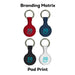 Aspen Silicone Airtag Case - A set of four Aspen Silicone Airtag Cases in red, navy, black, and white, featuring keyring attachments.