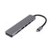 Hayden Type-C Hub (Type-C, Type-A, HDMI, PD100W) - A grey Type-C hub with multiple ports including Type-C, Type-A, HDMI, and SD card slots.