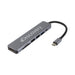 Hayden Type-C Hub (Type-C, Type-A, HDMI, PD100W) - A grey Type-C hub featuring multiple ports including Type-C, Type-A, HDMI, and an SD card slot. It has a logo.