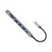 Hayden Type-C Hub (Type-C, Type-A, HDMI, PD100W) - A grey Type-C hub featuring multiple ports, including Type-C, Type-A, and HDMI connections, with a flexible cable.
