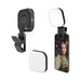 Essex Magnetic LED Selfie Light - A magnetic LED selfie light in black and white, designed to attach to a smartphone for improved lighting.