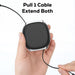 Paulo 100W Retractable Charging Data Cable - A retractable charging data cable in a sleek black casing, held in a hand, with one cable extended.