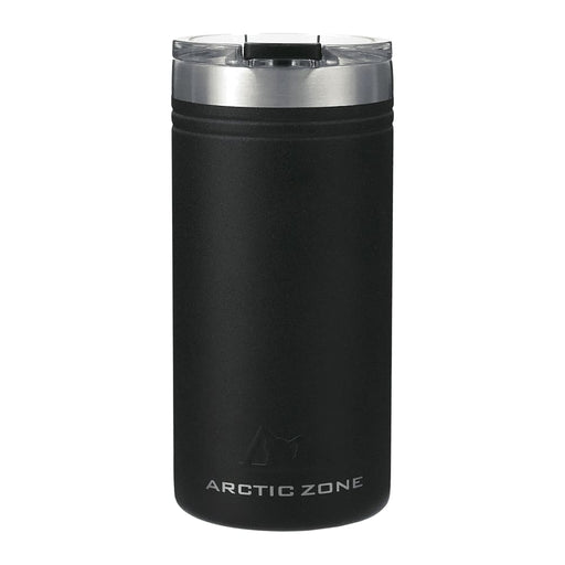 Arctic Zone Titan Thermal HP Slim Cooler 350ml - A drink bottle in matte black with a stainless steel lid, featuring a logo on the front.