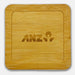 Aroma Coffee Coasters - A bamboo coaster featuring a square shape with a logo engraved in the centre.