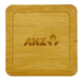 Aroma Coffee Coasters - A bamboo coaster with a square shape, featuring an engraved logo. The colour is light brown.