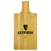 Ozi Bamboo Paddle Board - A bamboo chopping board with a handle and a logo design featuring a harp element in black.