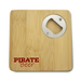 Square Bamboo Coaster - A square bamboo coaster featuring a bottle opener, with a dark red logo design.