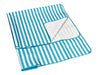 Ascot Picnic Rug, Aqua Blue -Extra Large - Aqua blue extra large picnic rug featuring a striped design and a soft underside. Includes a logo.