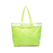 Tote Bag With Detachable PVC Cover - A tote bag with a detachable PVC cover in bright lime green, featuring sturdy handles and a clear exterior.