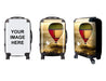 Traveller Carry-on Suitcase - A wheeled suitcase featuring a colourful hot air balloon design, with a black frame and wheels. It has a logo and branding.