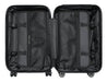 Traveller Carry-on Suitcase - A black wheeled suitcase interior featuring two compartments with mesh pockets and straps for organisation.