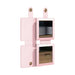 Suqare Folding Pocket Mirror - A square folding pocket mirror in a soft pink finish, featuring two reflective surfaces and a snap closure.