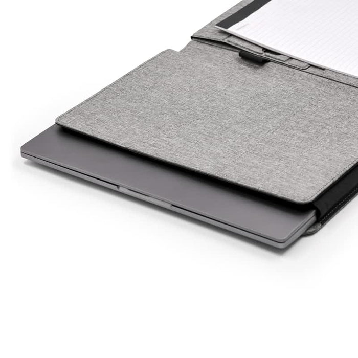 Noty Folio Eco (Business Folio) - A grey business folio featuring a laptop compartment and space for documents. It has a sleek, minimalist design.
