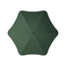 BLUNT Exec Umbrella - A green umbrella with a streamlined design, featuring a central button and a minimalist look. It has a logo on it.