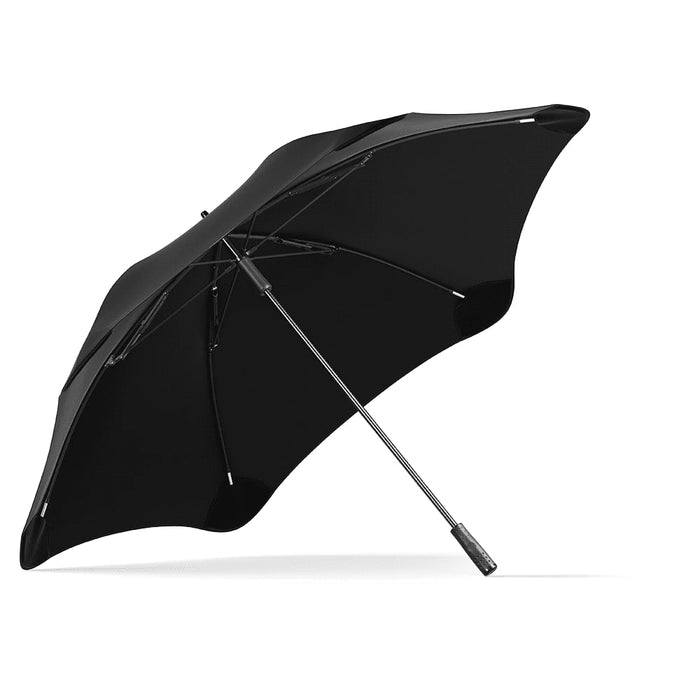 BLUNT Sport Umbrella - A black sport umbrella with a sleek design, featuring a sturdy silver pole and an integrated handle.
