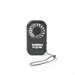 Mini Pocket Fan - A black mini pocket fan with a circular grille and a wrist strap. It features a logo on the front.