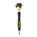 Mop Head Pen with Stylus - A pen featuring a black stylus end and a character head with spiky hair. It has a branding logo.