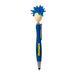Mop Head Pen with Stylus - A blue pen featuring a whimsical mop head design, with a stylus tip and a logo on the body.