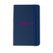 Minichroma A6 Notebook - A navy blue notebook with a band, featuring a logo on the cover.
