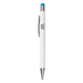 Vitra Pen - A white pen with a blue top and a silver clip, featuring a logo on the body.