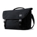Bellroy Classic Messenger 13L - A black messenger bag featuring a flap closure, buckles, and a carrying handle, with a logo on the front.