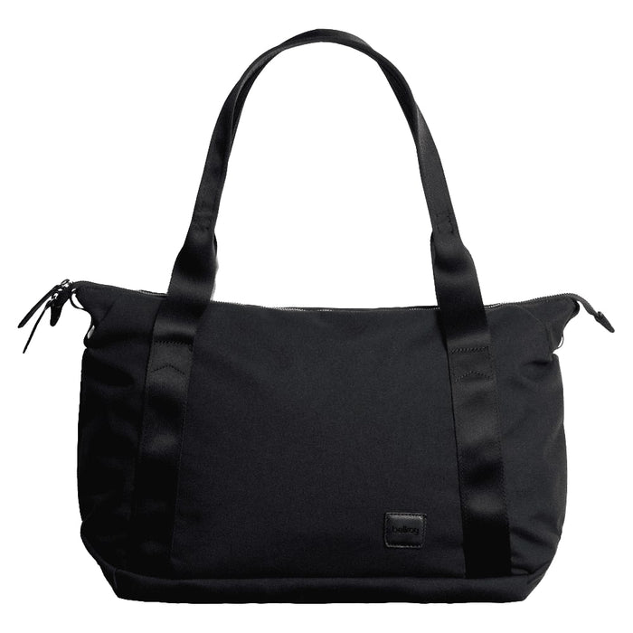 Bellroy Classic Tote - A black tote bag with two sturdy handles, featuring a sleek design and a logo.
