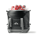 Premium 17L Foldable Cooler - A black foldable cooler bag filled with ice and coke cans, featuring a logo on the front.