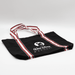 Century Canvas Tote Bag - A black canvas tote bag with red and white striped handles and a logo.