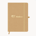 Discovery A5 Notebook - A beige A5 notebook with an elastic closure and a branding logo on the cover.