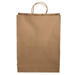 Paper Shopping Bag - A brown paper shopping bag with twisted handles and a plain surface, featuring a logo.