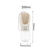 300ml Portable Pet Water Bottle - A drink bottle designed for pets, featuring a beige top and clear base, measuring 300ml with a carrying strap.