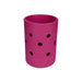 EVA Holes Stubby Holder - A pink EVA Holes Stubby Holder with multiple holes for insulation. It has a smooth texture and a round shape.