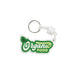 Full Colour Custom EVA Floating Keychain - A floating keychain in green and white featuring a logo with the words "Organic Food" and an attached white cord.