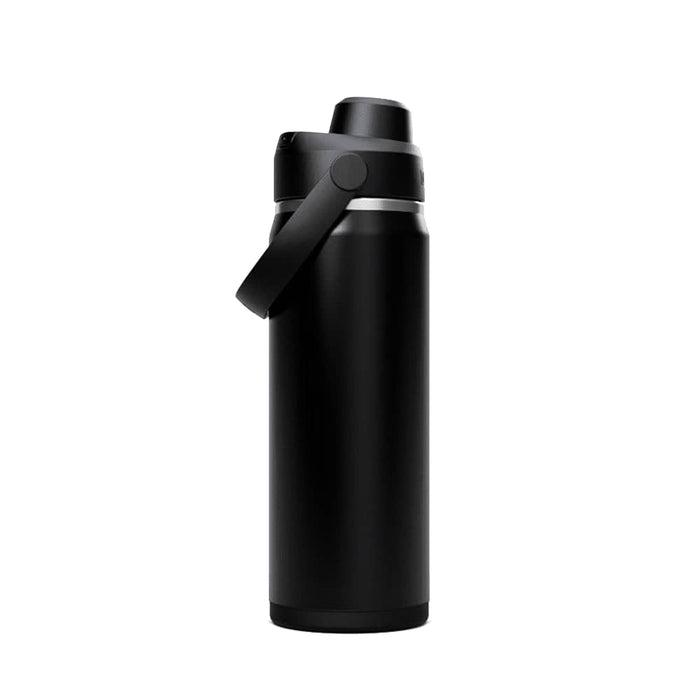 CamelBak - Thrive Chug VSS 0.6L - A drink bottle in matte black with a flip-top lid and handle, featuring a sleek design and branding.