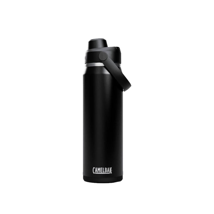 CamelBak - Thrive Chug VSS 0.75L - A drink bottle in matte black with a silver band and a handle, featuring a logo.