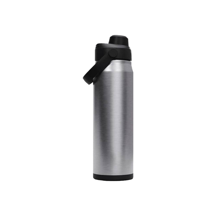 CamelBak - Thrive Chug VSS 0.75L - A drink bottle made of stainless steel, featuring a black lid and handle, with a sleek, metallic finish.