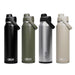 CamelBak - Thrive Chug VSS 1.0L - A drink bottle in four colours: black, olive green, stainless steel, and beige, featuring a lid with a carry handle and a logo.