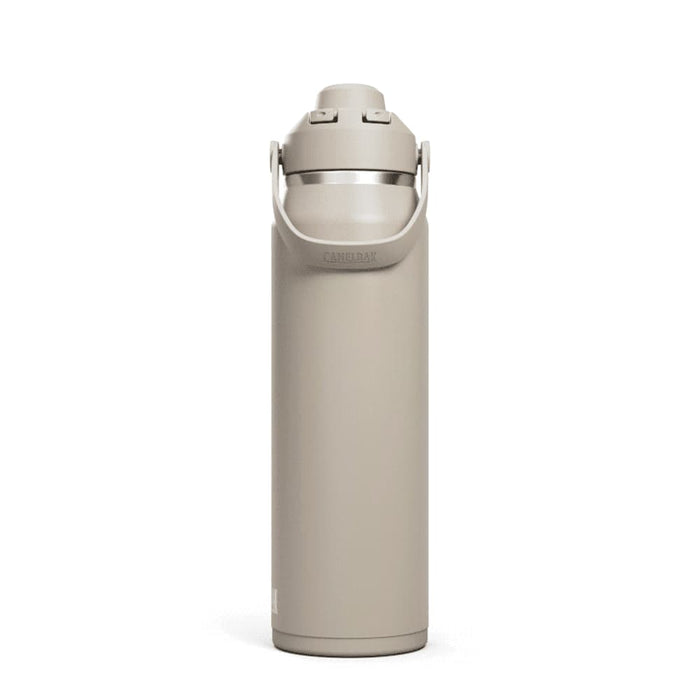 CamelBak - Thrive Chug VSS 1.0L - A drink bottle in a soft beige colour with a carrying handle and a spout. It features a logo on the side.