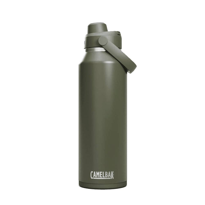 CamelBak - Thrive Chug VSS 1.2L - A drink bottle featuring a matte olive green finish and a secure lid with a handle. It has a logo on the front.
