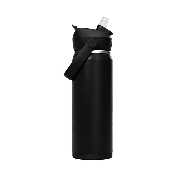 CamelBak - Thrive Flip Straw VSS 0.6L - A drink bottle in matte black with a flip straw and a carrying strap, featuring a minimalist design.