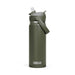 CamelBak - Thrive Flip Straw VSS 0.6L - A drink bottle in olive green with a flip straw and a removable lid, featuring a logo at the base.