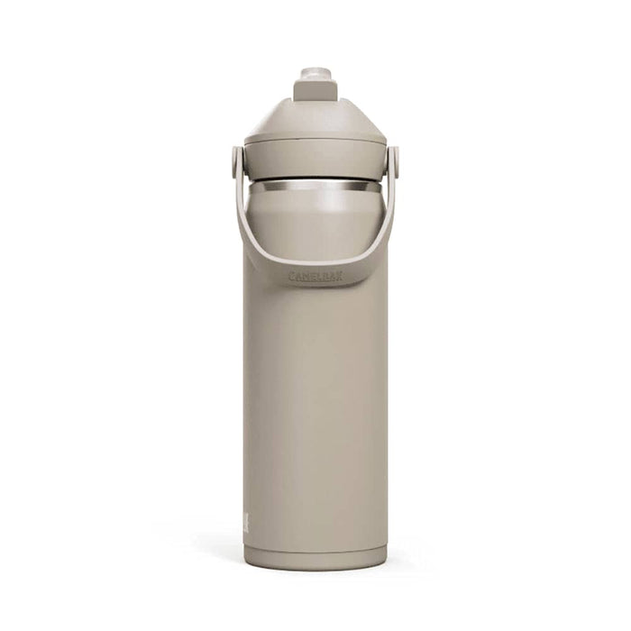 CamelBak - Thrive Flip Straw VSS 0.6L - A drink bottle in a muted beige colour with a flip straw and a carry handle, featuring a logo.