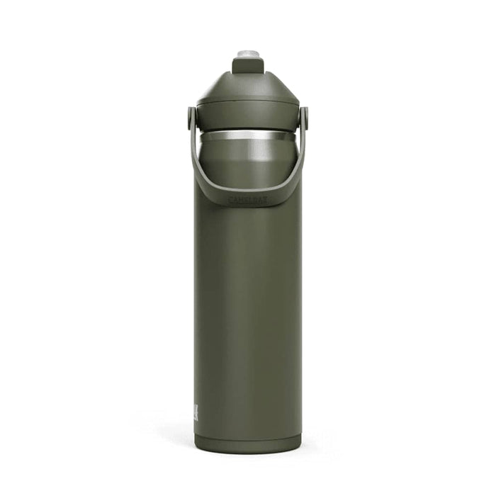 CamelBak - Thrive Flip Straw VSS 0.75L - A drink bottle in olive green with a flip straw lid and carrying handle, featuring a logo on the side.