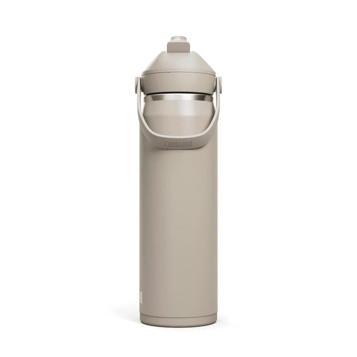 CamelBak - Thrive Flip Straw VSS 0.75L - A drink bottle in a light brown shade with a flip straw and a carrying handle, featuring a logo.
