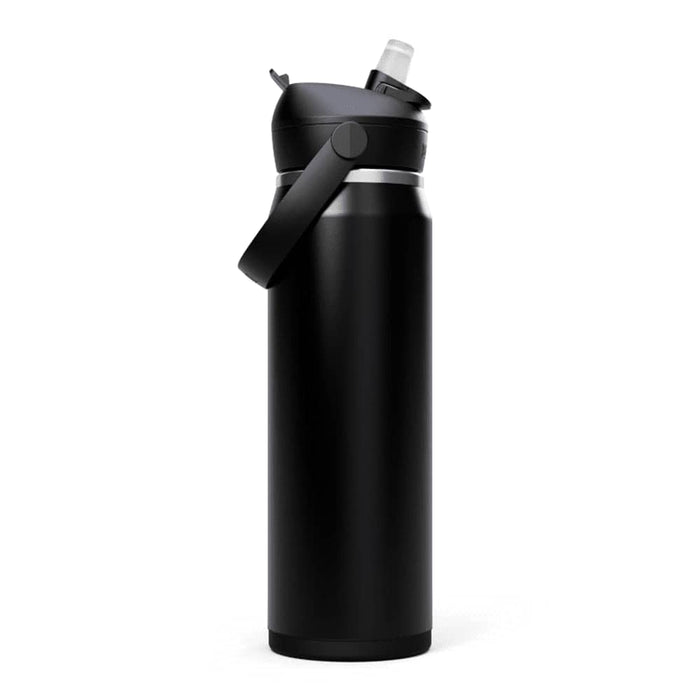 CamelBak - Thrive Flip Straw VSS 0.75L - A drink bottle with a sleek black design, featuring a flip straw and a carry handle, with a logo on the side.
